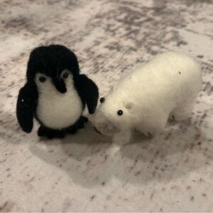 Penguin and Polar Bear Felt Figurines